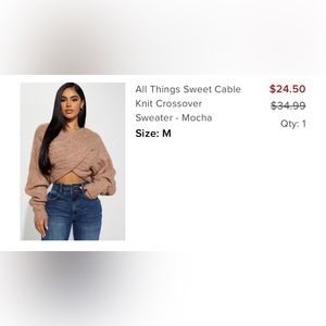 BNWT fashion nova knit crossover sweater mocha